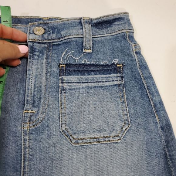 7 for all Mankind denim stretchy  form fitting blue jean mini skirt size 24 - Picture 8 of 9
